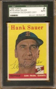 d2001 HANK SAUER signed 1958 TOPPS - sgc authenticated & encapsulated - Picture 1 of 1