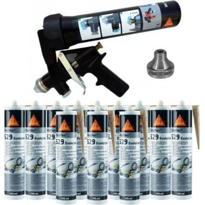 Spraygun Pistole Unterbodenschutz Klebe Dichtmasse +12 Kartuschen Sikaflex 529