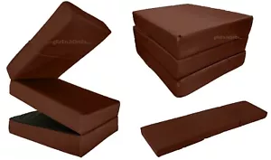 Klapp-CUBE Futon Einzel-Gästebett Z Stuhl Klappbett Matratze Schlafsofa BRAUN - Bild 1 von 42