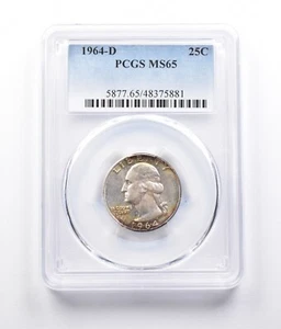 1964-D Washington Quarter MS65 PCGS Beautifully Toned *7286 - Picture 1 of 3
