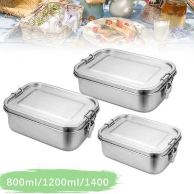 800-1400ml Brotdose brotdosen set Edelstahl Lunchbox BPA frei mit Fächern - Bild 1 von 4