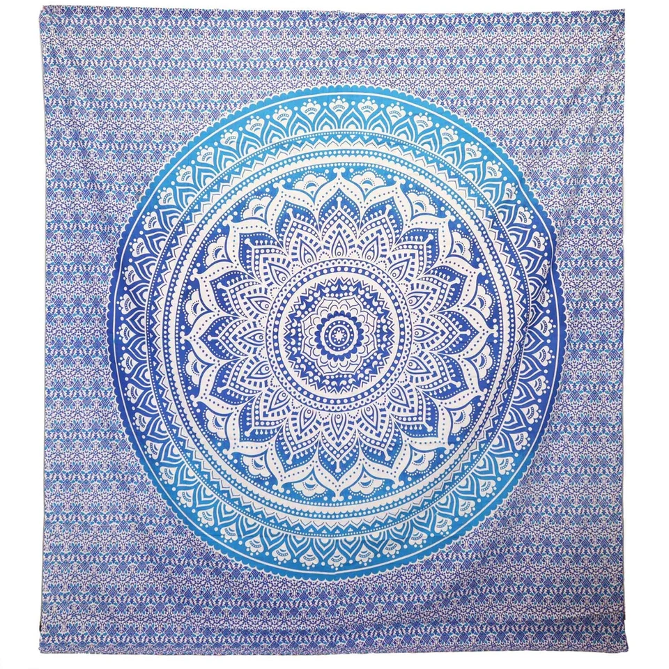 Wandbehang / Stranddecke- Umrao Mandala - Blau -Indien 212x193 cm - Bild 1 von 1