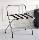 - Chrome / Black Metal Foldable High Back Luggage Rack