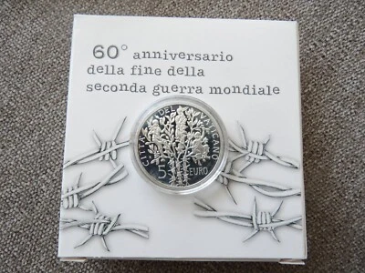 Vaticano 2005 moneda de plata de 5 euros 60 Aniversario del Fin del Segundo Mundo Foto 1 de 4