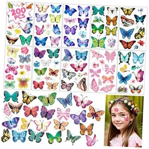 200Pcs Butterfly Tattoos Temporary for Kids/Women, Colorful & colorful 200Pcs - Picture 1 of 8