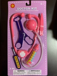 DOCTOR KIT 5 PC PLAYSET NIP PINK COLOR COSTUME PRETEND NURSE KIDS FUN! MEDICAL - Picture 1 of 2