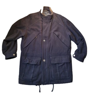 St Michael M&S Pure New Wool Winter Coat Size Medium M Navy Blue 40" 46" Vintage - Picture 1 of 16