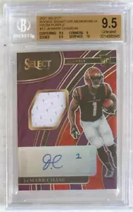 2021 Ja'Marr Chase Select Auto Purple Prizm Jersey RC- BGS 9.5 Gem Mint #27/49 - Picture 1 of 2