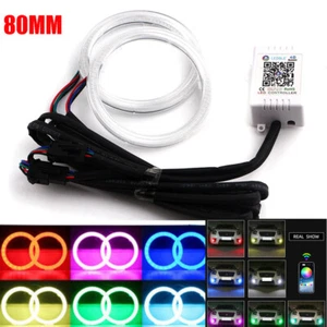 2pcs 80mm RGB COB Angel Eye Halo Ring APP Control For Car LED Headlight Fog Lamp - Picture 1 of 12