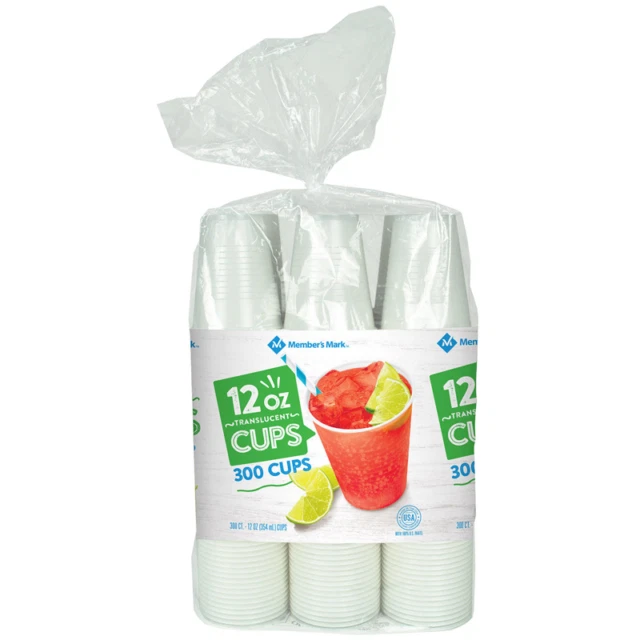 Member's Mark Translucent Plastic Cups - 12oz (Pack of 300)