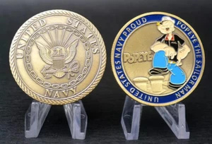Popeye The Sailor Man Challenge Coin Metal US Navy Proud (SHIPS FROM USA) - Picture 1 of 3