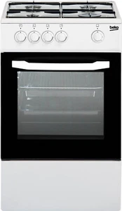 Cucina a Gas 4 Fuochi con Forno a Gas Beko 50x50 cm Coperchio Bianco CSG42001FW - Foto 1 di 1