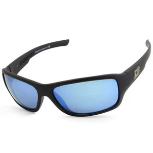 Dirty Dog Slab Satin Black/Ice Blue Mirror Polarised Men's Sunglasses 53423 - Picture 1 of 4