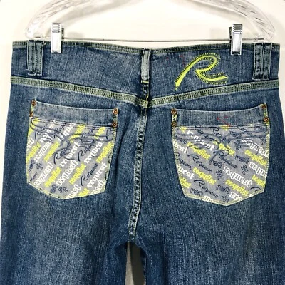 VINTAGE Request Jeans Mens 34X32 Embroidered Denim Distressed Y2K - Image 1 of 4