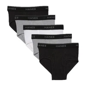 Hanes Boys Cotton Blend Dyed Brief, Pack of 5 - Black, Gray - Picture 1 of 1