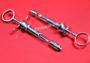 NEW SET of 2 GERMAN STAINLESS DENTAL ASPIRATING SYRINGE DENTAL INSTRUMENTS 1.8CC - Picture 1 of 6