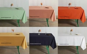 Solid Cotton Table Cloth Cover Rectangle Square Tablecloth Kitchen Dining Decor - Picture 1 of 66