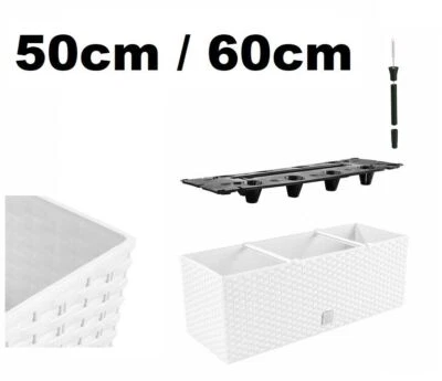 Planter Long Rectangular Pot Flower Balcony Plant Window Garden Outdoor White - Image 1 of 4