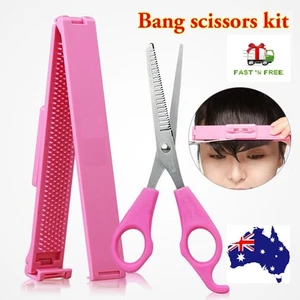Hair Clip + Scissors Ruler Bangs Cut Kit Makeup Tool Set Women Girls DIY Haircut - Picture 1 of 3