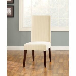 Sure Fit® Stretch Pinstripe Short Dining Chair Slipcover cream f