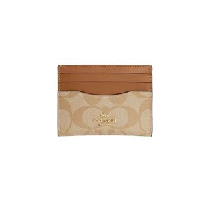 Estuche delgado para tarjeta de identificación COACH para hombre (lona de firma, caqui ligero - silla de montar ligera) - Imagen 1 de 1