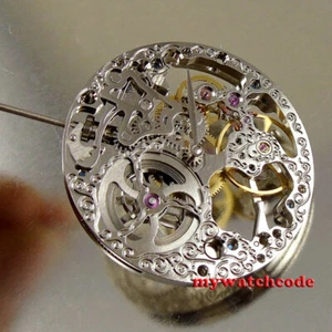 17 Jewels mechanical silver Skeleton Hand Winding 6498 movement fit parnis watch - Picture 1 of 6
