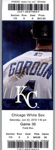 Chicago White Sox vs Kansas City Royals 6/22/2013 Full Ticket - Alex Gordon