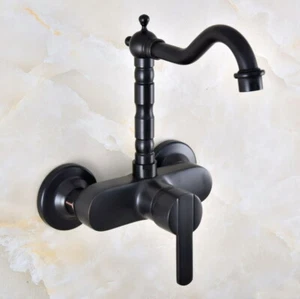 Oil Rubbed Bronze Wall Mounted Bathroom Kitchen Faucet Sink Mixer Tap mnf845 - Picture 1 of 10