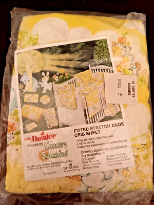 Chix by Dundee Country Sunshine 婴儿床套 全新带盒 复古 — 第 1/4 张图片
