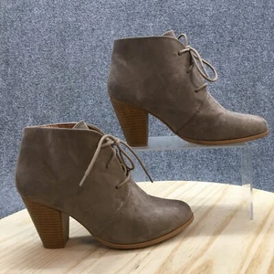 Charlotte Russe Boots Womens 8 Chukka Brown Faux Leather Cone Heels Lace Up - Picture 1 of 19