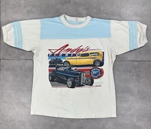 vintage 80s alore hot rod racing 50s style ringer shirt mens large single stitch - Picture 1 of 20