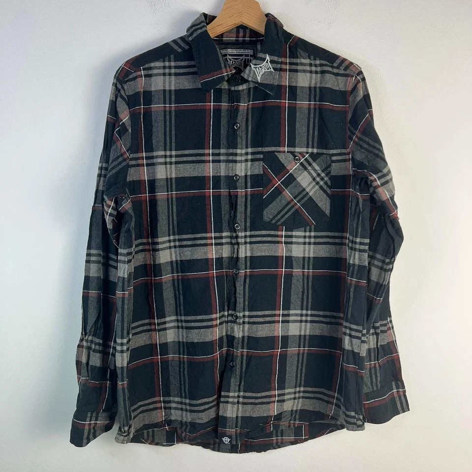 TAPOUT Shirt Mens Large CHECK 100% Cotton LONG SLEEVE Rare Combat Sport MMA - Image 1 of 4