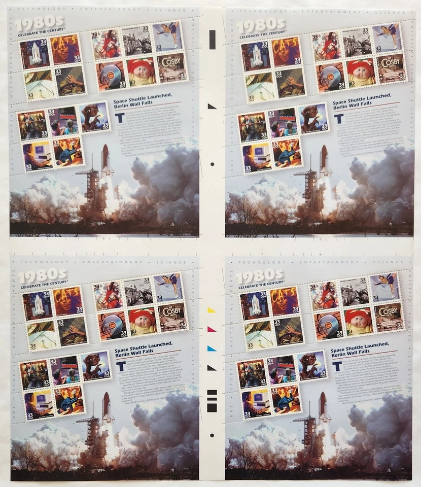 Celebrate the Century 1980s - 4 Full Sheets, 33c - 60 Stamps Total - Scott 3190 - Image 1 of 1