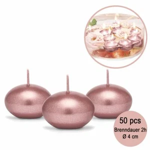 50 Schwimmkerzen metallic rosé Ø 4 cm Brenndauer 2h Deko Hochzeit  - Bild 1 von 3