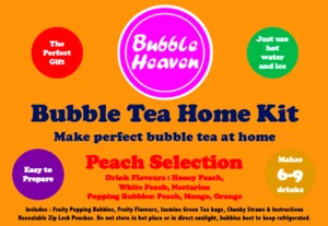 Boba Bubble Tea Make at Home Kit makes 6-9 Extra Large Fruity Peach Drinks - Picture 1 of 6