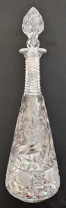 VERO antico decanter americano in cristallo taglio brillante epoca con tappo 16" ~1900 - Foto 1 di 8