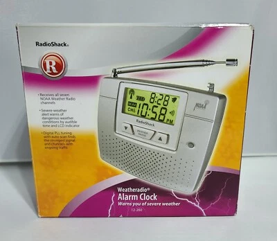 Radio Schack Weather Radio Alarm Clock, Silver, New, Model 12-260, Original Box - Image 1 of 4