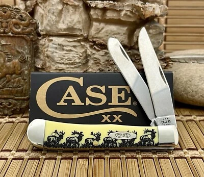 Faca de bolso Case XX USA 2024 linda amarela lisa ELK caçador para caminhada - Imagem 1 de 4