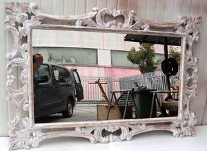 Spiegel Barocke Hölzern Intarsien CM 120x80 Weiß Eingelegte Modell Hollywood - Bild 1 von 8