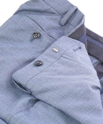 Pantalones de vestir GIORGIO ARMANI - *MEZCLA SEDA* AZUL BEBÉ a cuadros frente plano - 40W Foto 1 de 4