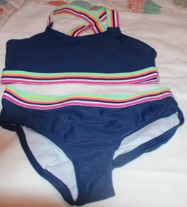 OKAMI 2 PIECE GIRLS SWIMSUIT-SIZE 10-BLUE - Picture 1 of 1