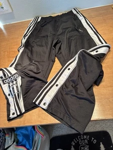 Vintage Adidas Track Pants Mens M Black Tear Away Side Buttons Breakaway Y2K - Picture 1 of 5