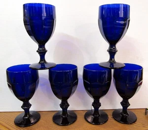VINTAGE SET OF 6 LIBBEY GIBRALTER DURA-TUFF COBALT BLUE WATER GOBLET (EZS002718) - Bild 1 von 6