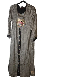 Vintage Whimsical Cottagecore Dress S/M Embroidered Gingham Vintage Prairie Y2K - Picture 1 of 11
