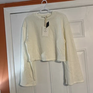 Urban Outfitters Urban Renewal Gr. M Creme Cropped Pullover Glockenärmel Neu mit Etikett - Bild 1 von 13