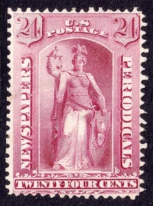 US Scott PR64, 1879 Newspapers Periodicals 'Justice', 24c red, UNUSED NG - Picture 1 of 1