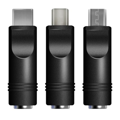 Micro-Usb/ Mini-Usb/ Usb-C Stecker auf Dc 5V 2.1mm Buchse Power Adapter Schwarz - Bild 1 von 4