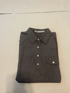 Criquet Long Sleeve Polo Golf Shirt Men Medium Gray 100% PimaCotton Chest Pocket - Picture 1 of 8