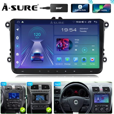 DAB+ Apple CarPlay Android 14 Autoradio GPS Für VW Golf 5 6 Passat Tiguan Touran - Bild 1 von 4