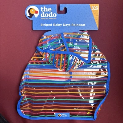 The Dodo Striped Rainy Days Raincoat Dog XS (Back Length 9-12inch) FREE SHIP - Image 1 of 4